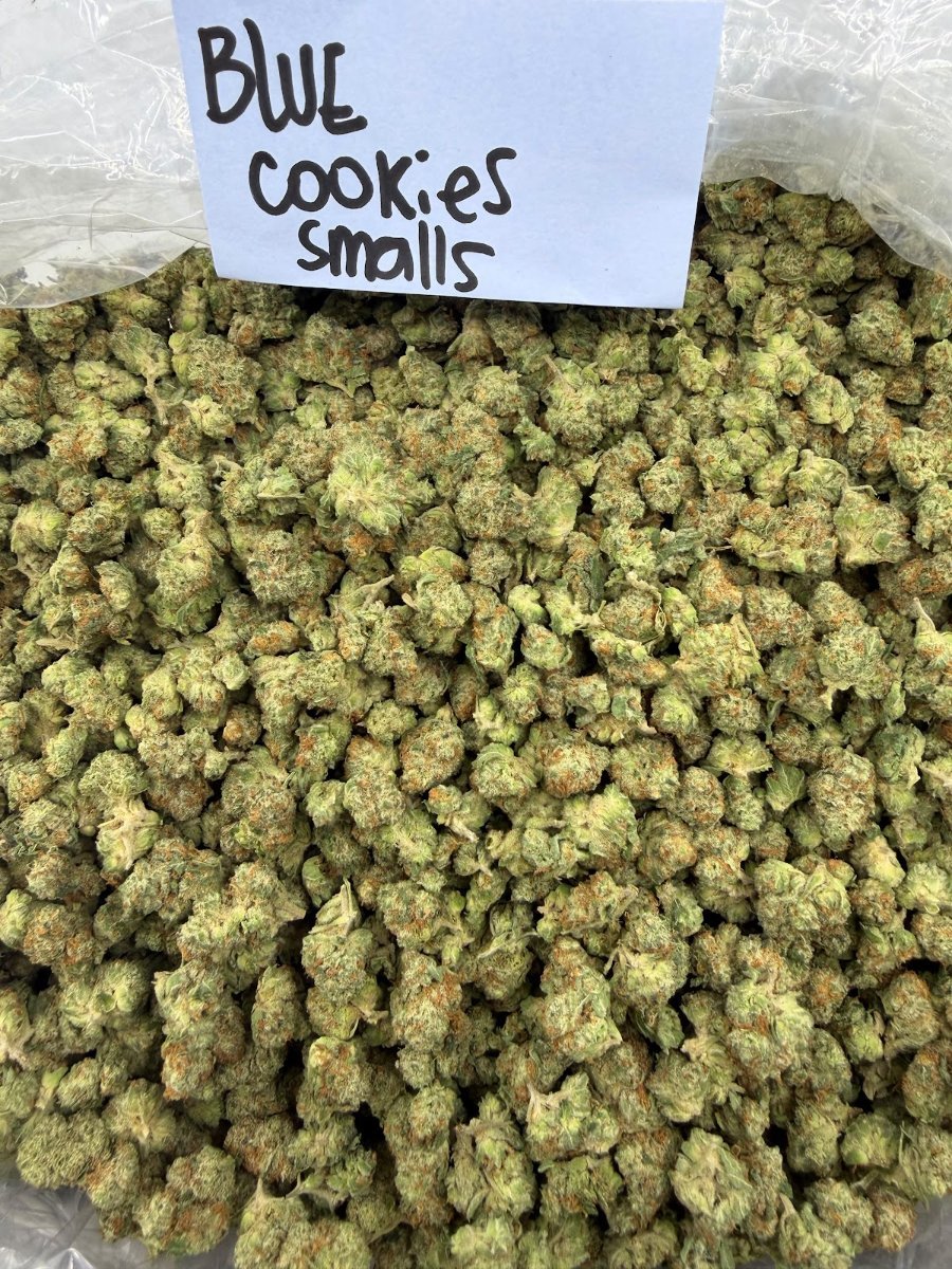 Blue Cookies THCA flower, Indoor Smalls